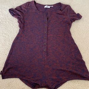 Urban outfitters Red and navy striped romper